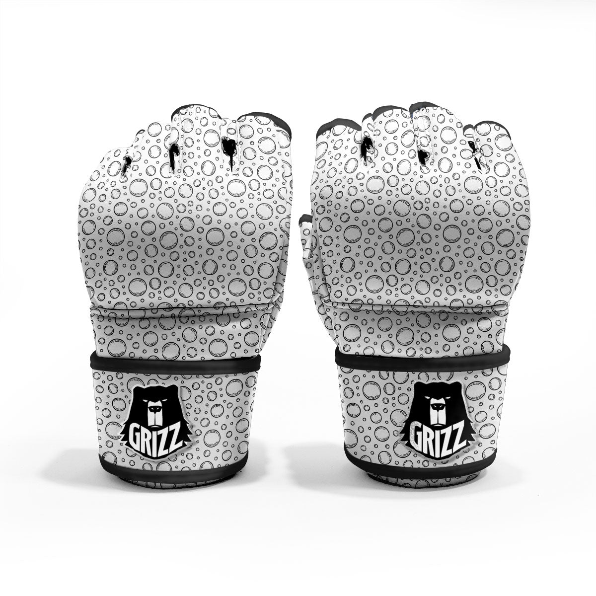 Bubble White And Black Print Pattern MMA Gloves-grizzshop