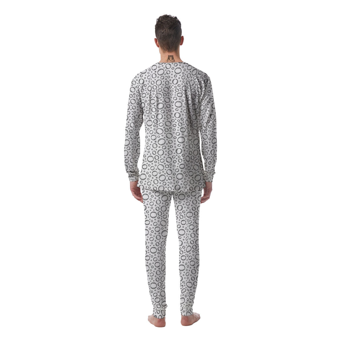 Bubble White And Black Print Pattern Men's Pajamas-grizzshop