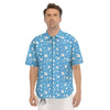 Bubble White And Blue Print Pattern Men's Short Sleeve Shirts-grizzshop