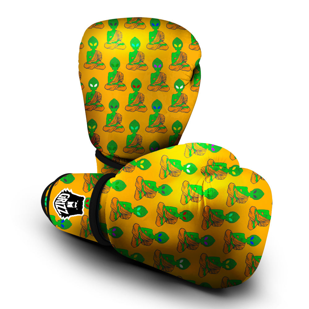 Buddha Alien Psychedelic Print Pattern Boxing Gloves-grizzshop