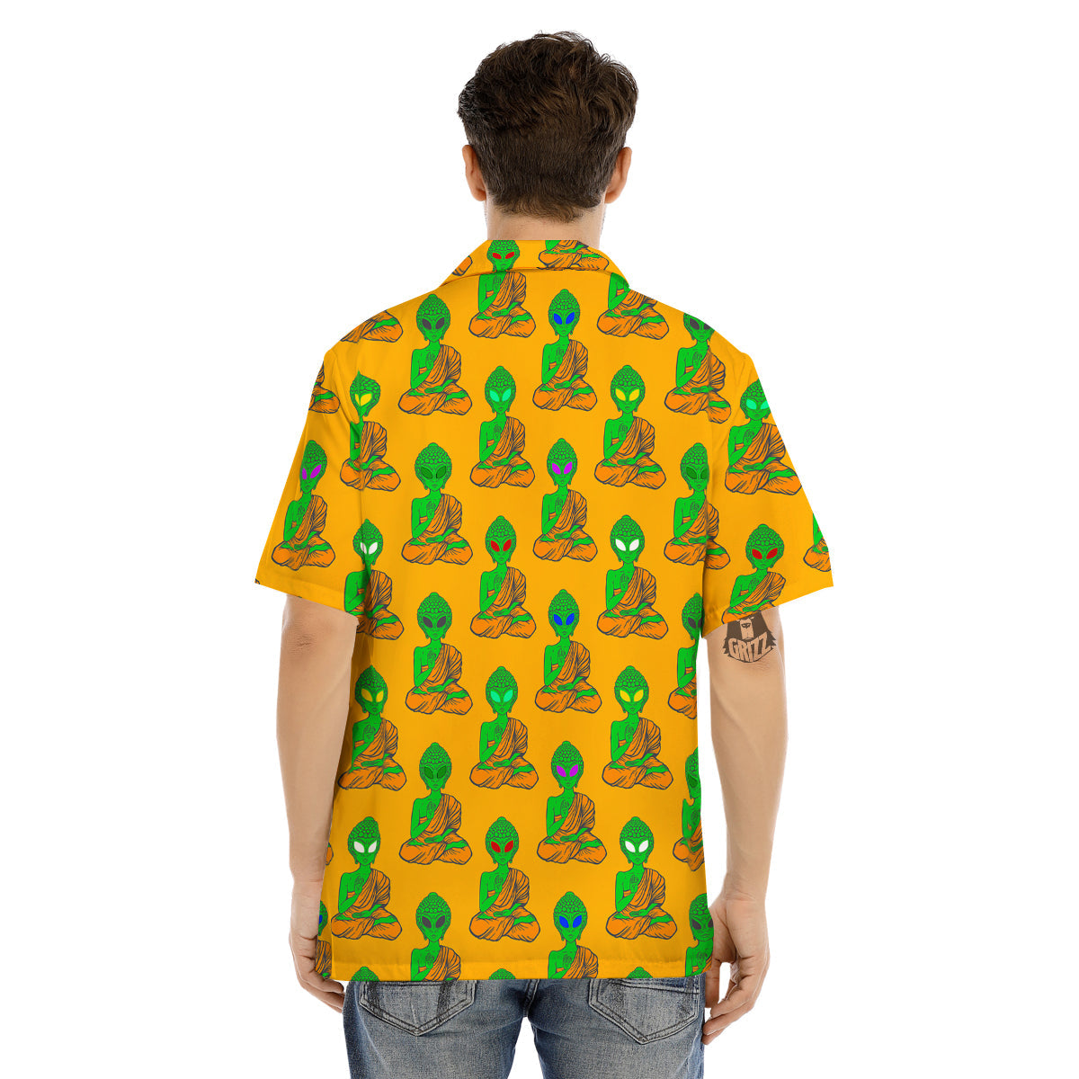 Buddha Alien Psychedelic Print Pattern Men's Hawaiian Shirt-grizzshop