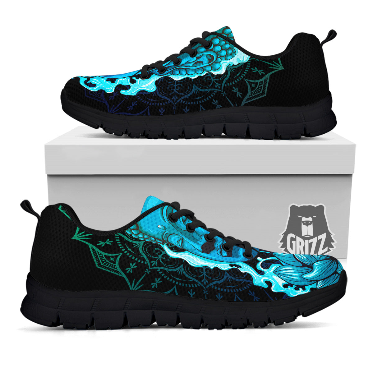 Buddha Blue Print Black Sneaker-grizzshop