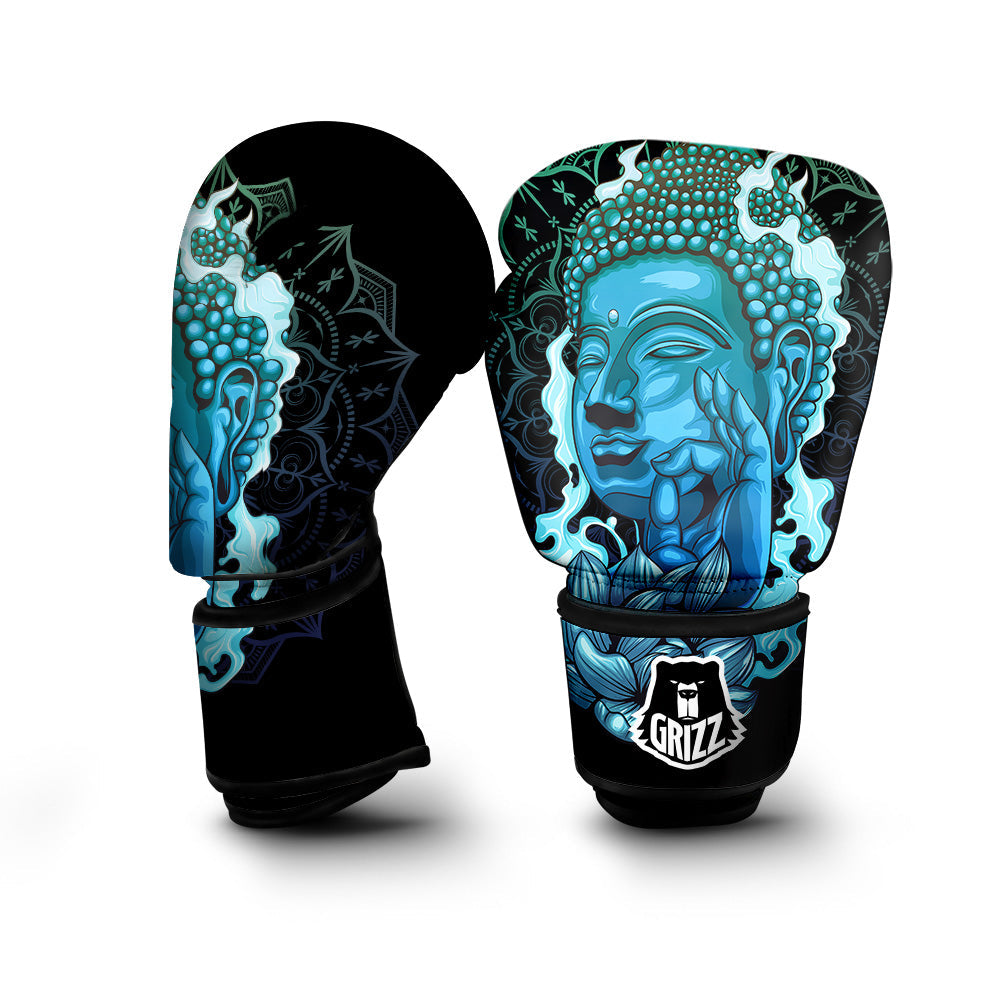 Buddha Blue Print Boxing Gloves-grizzshop