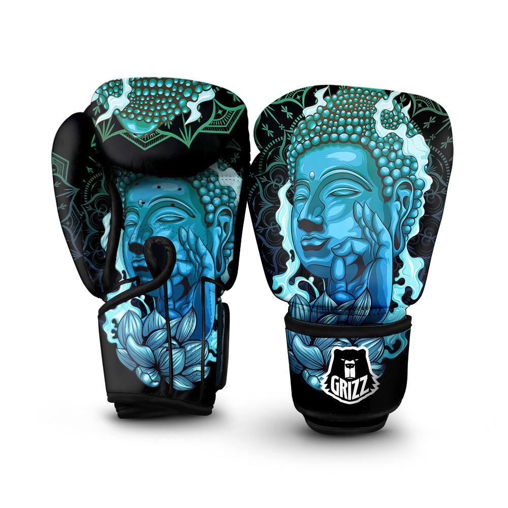 Buddha Blue Print Boxing Gloves-grizzshop