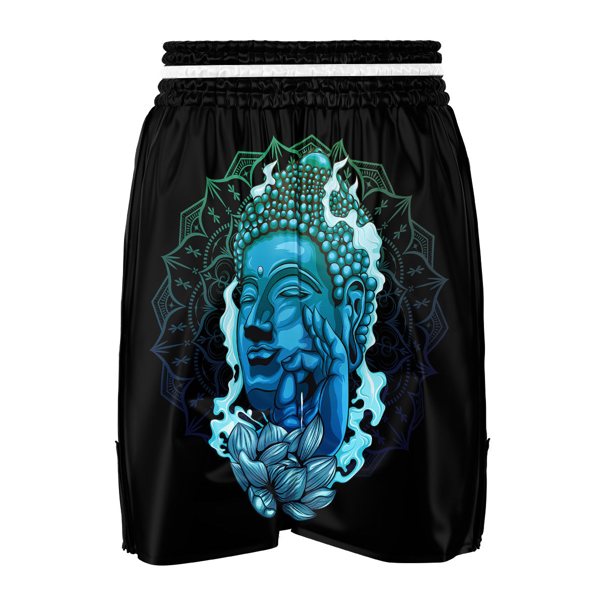 Buddha Blue Print Boxing Shorts-grizzshop