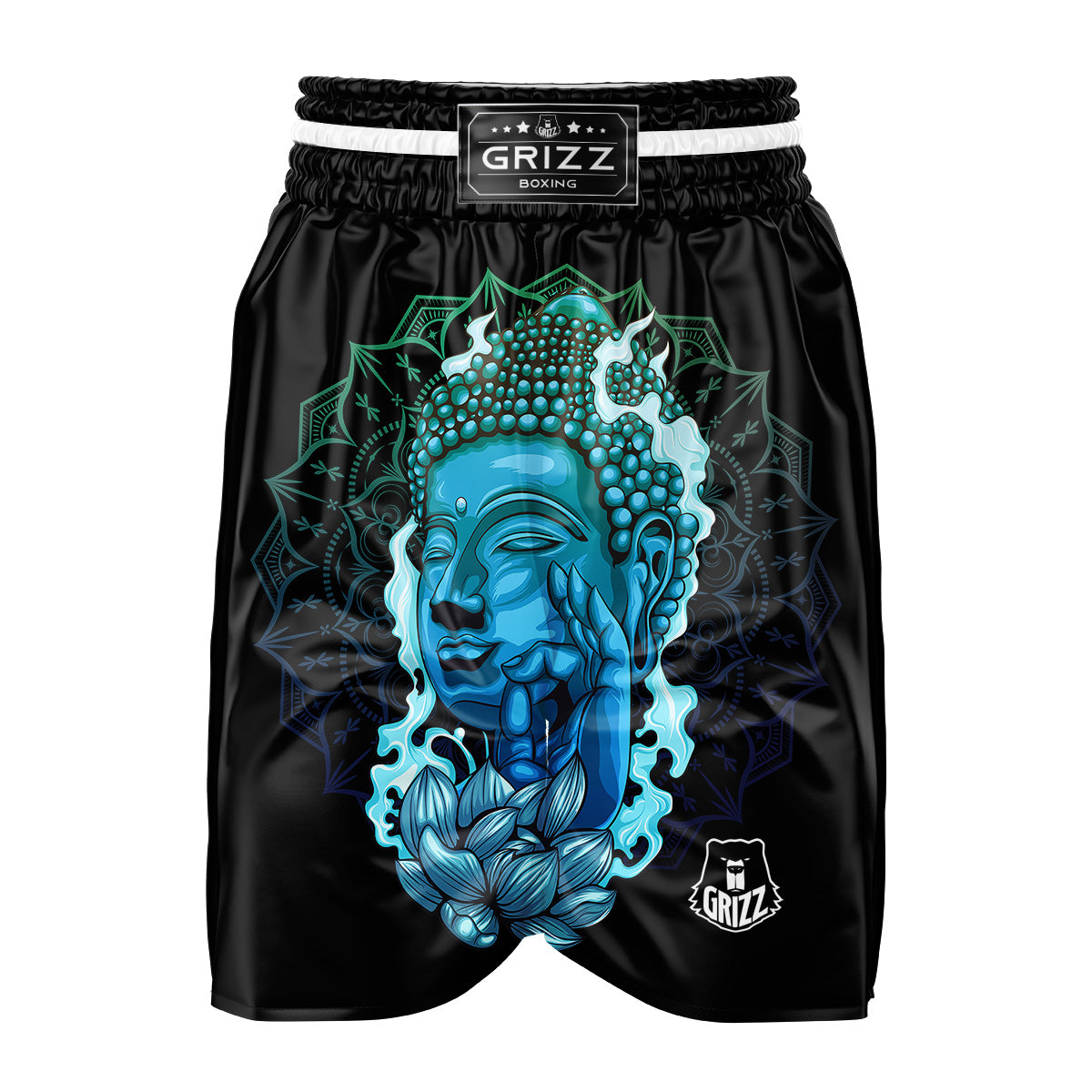 Buddha Blue Print Boxing Shorts-grizzshop