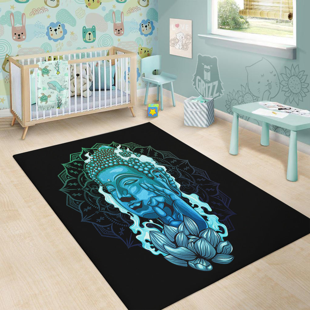 Buddha Blue Print Floor Mat-grizzshop