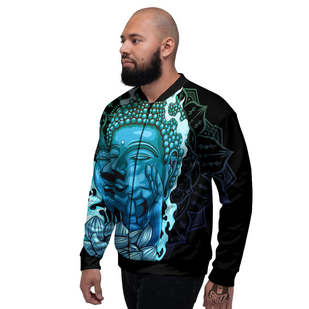 Buddha Blue Print Men's Bomber Jacket-grizzshop
