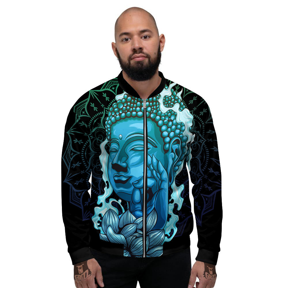 Buddha Blue Print Men's Bomber Jacket-grizzshop
