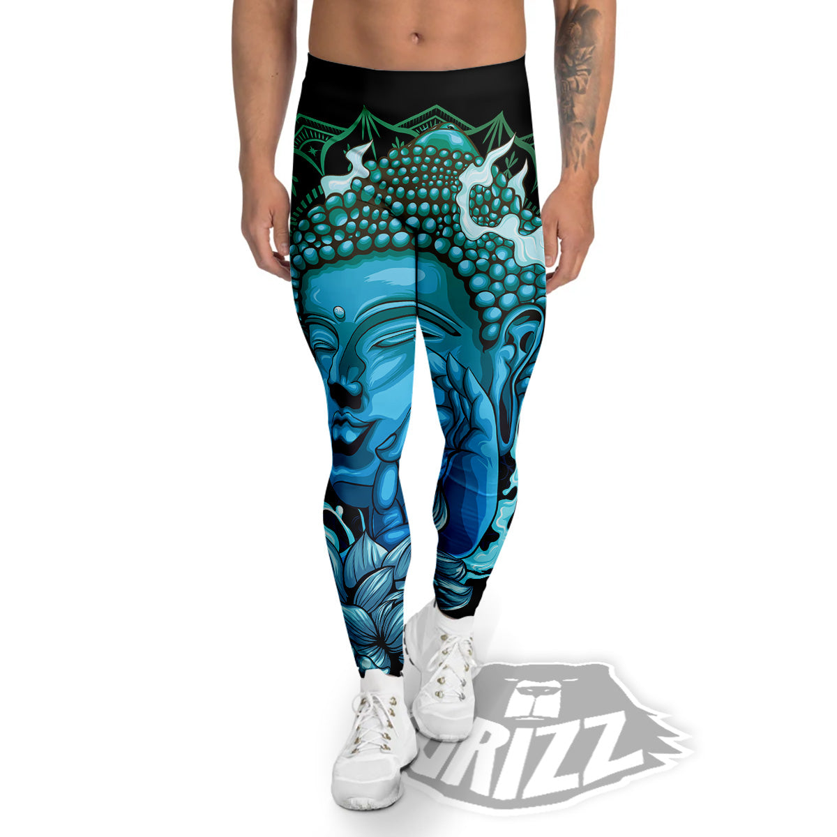 Buddha Blue Print Men's Leggings-grizzshop