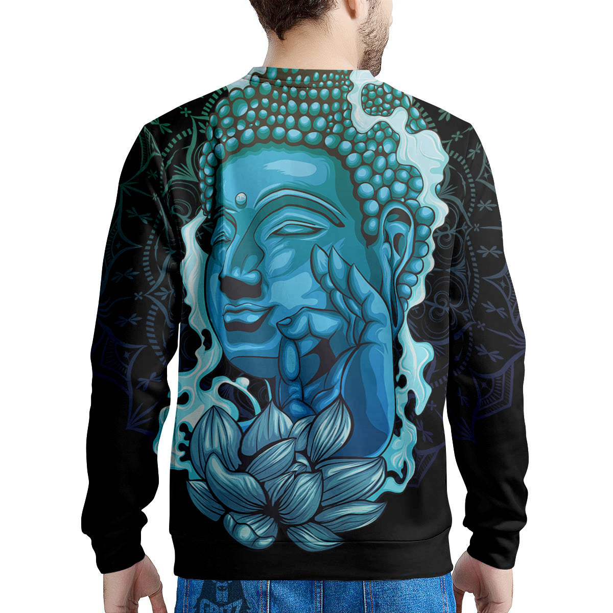 Buddha Blue Print Men's Sweatshirt-grizzshop