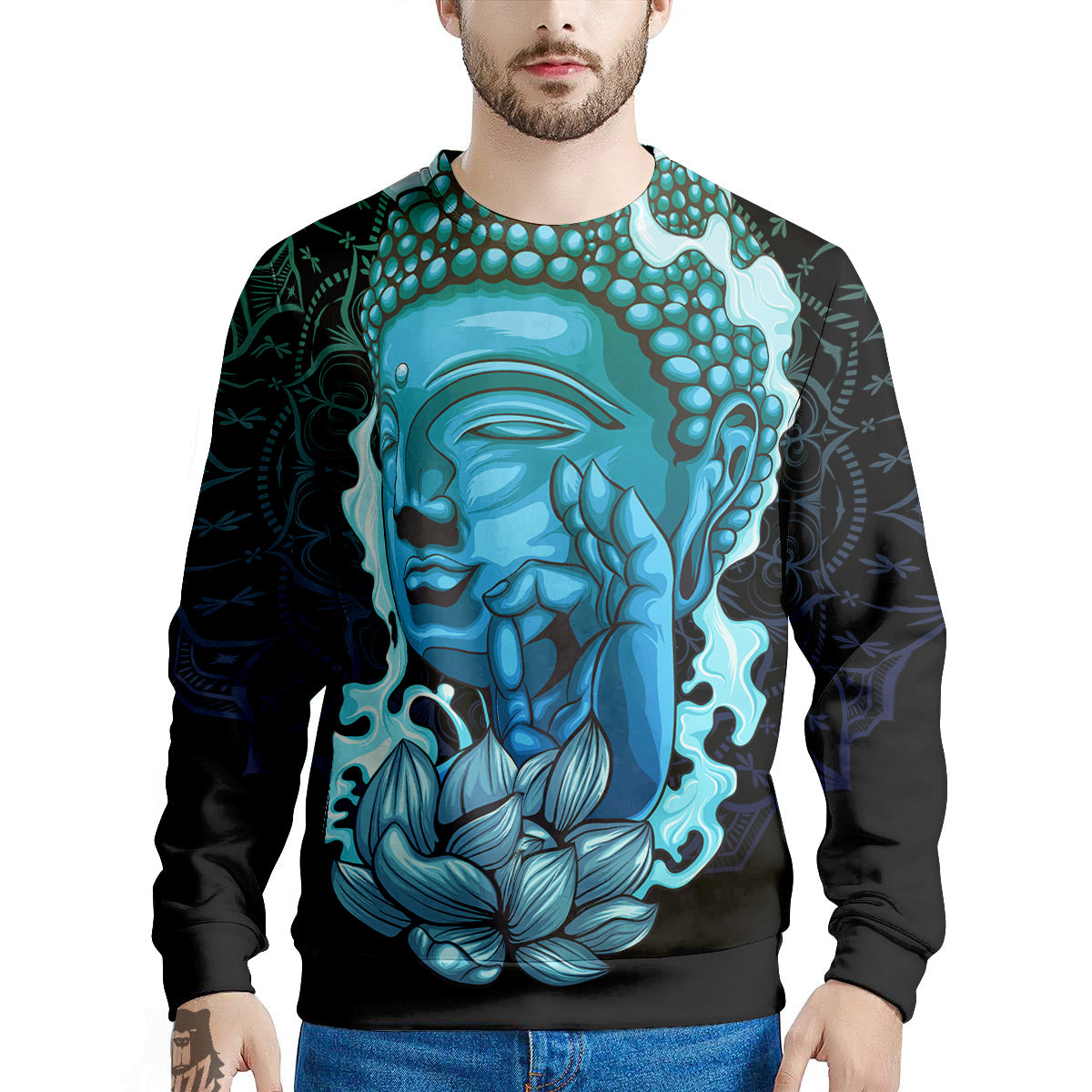 Buddha Blue Print Men's Sweatshirt-grizzshop
