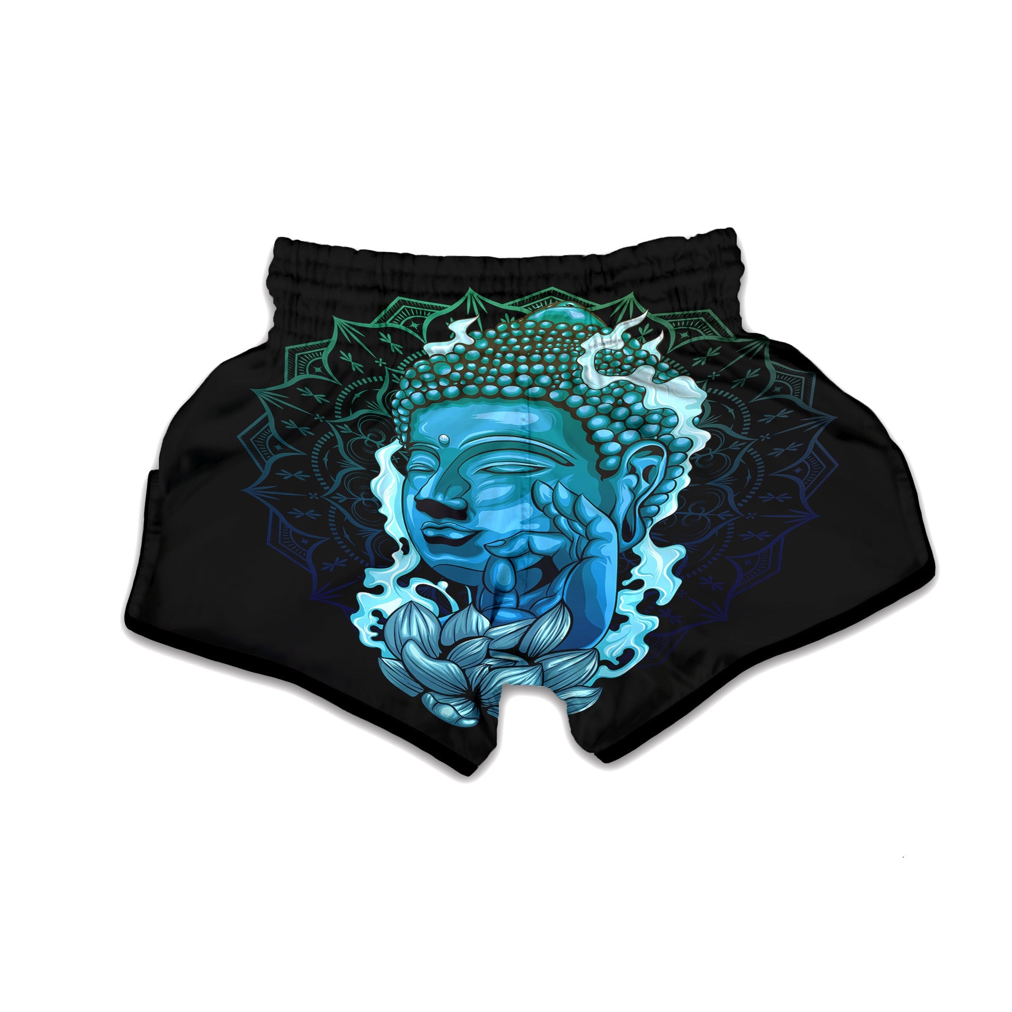 Buddha Blue Print Muay Thai Boxing Shorts-grizzshop