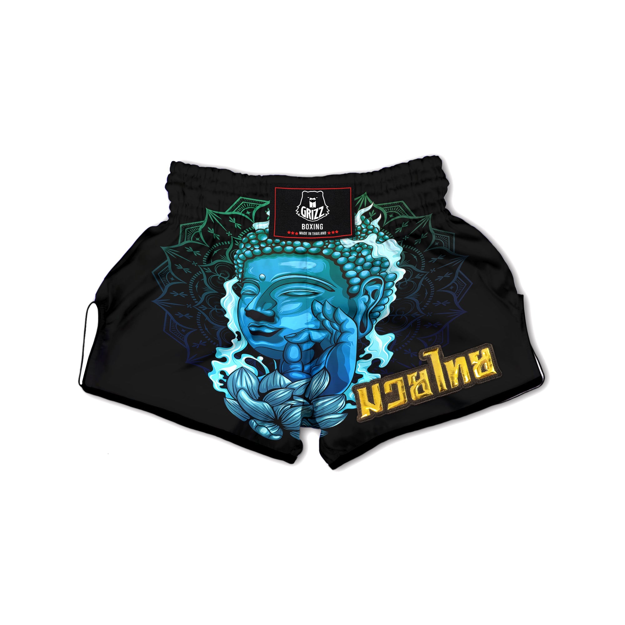 Buddha Blue Print Muay Thai Boxing Shorts-grizzshop