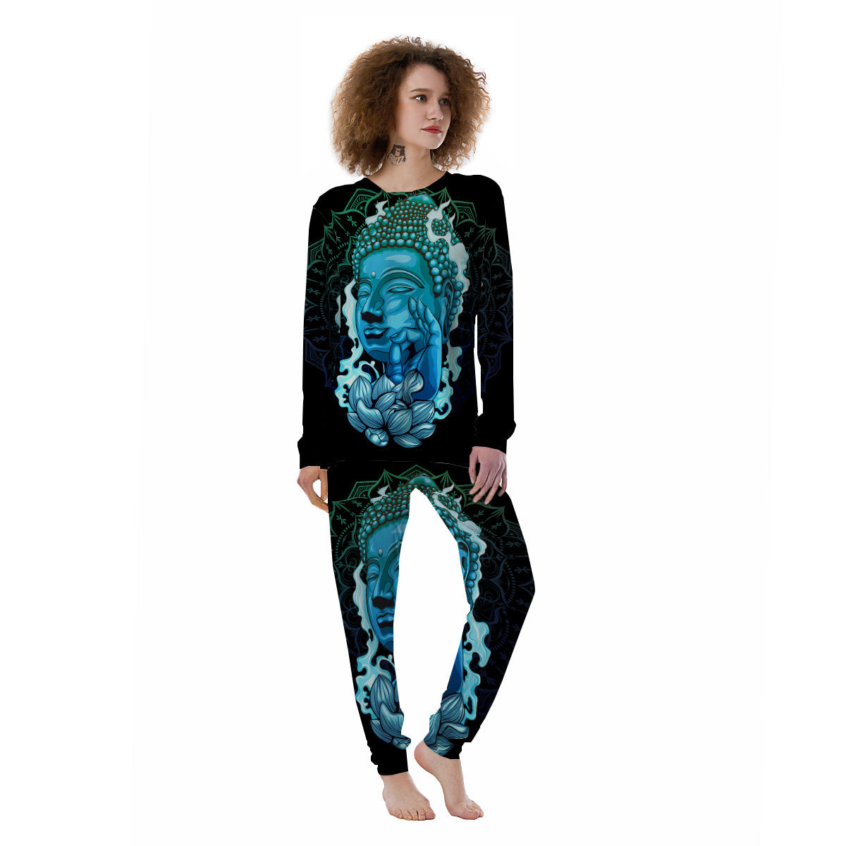 Buddha Blue Print Women's Pajamas-grizzshop