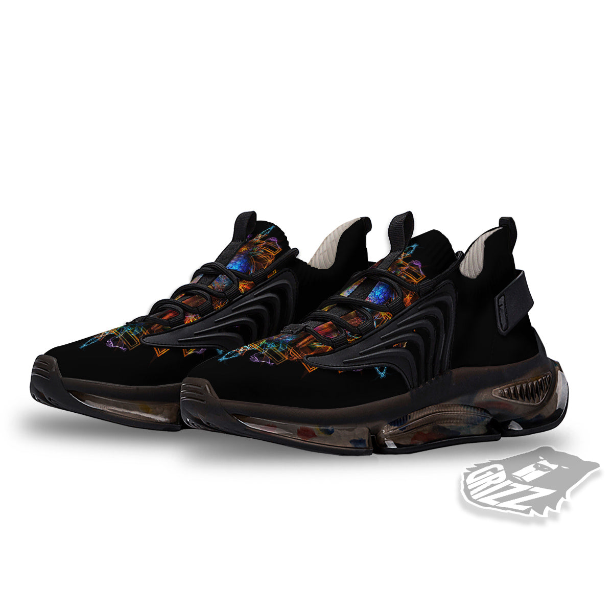 Buddha Colorful Print Black Gym Shoes-grizzshop