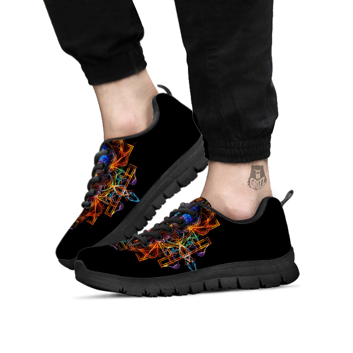 Buddha Colorful Print Black Sneaker-grizzshop