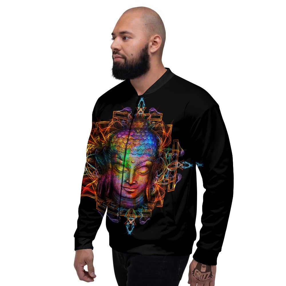 Buddha Colorful Print Men's Bomber Jacket-grizzshop