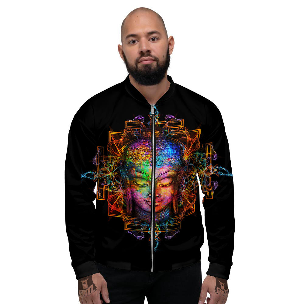 Buddha Colorful Print Men's Bomber Jacket-grizzshop