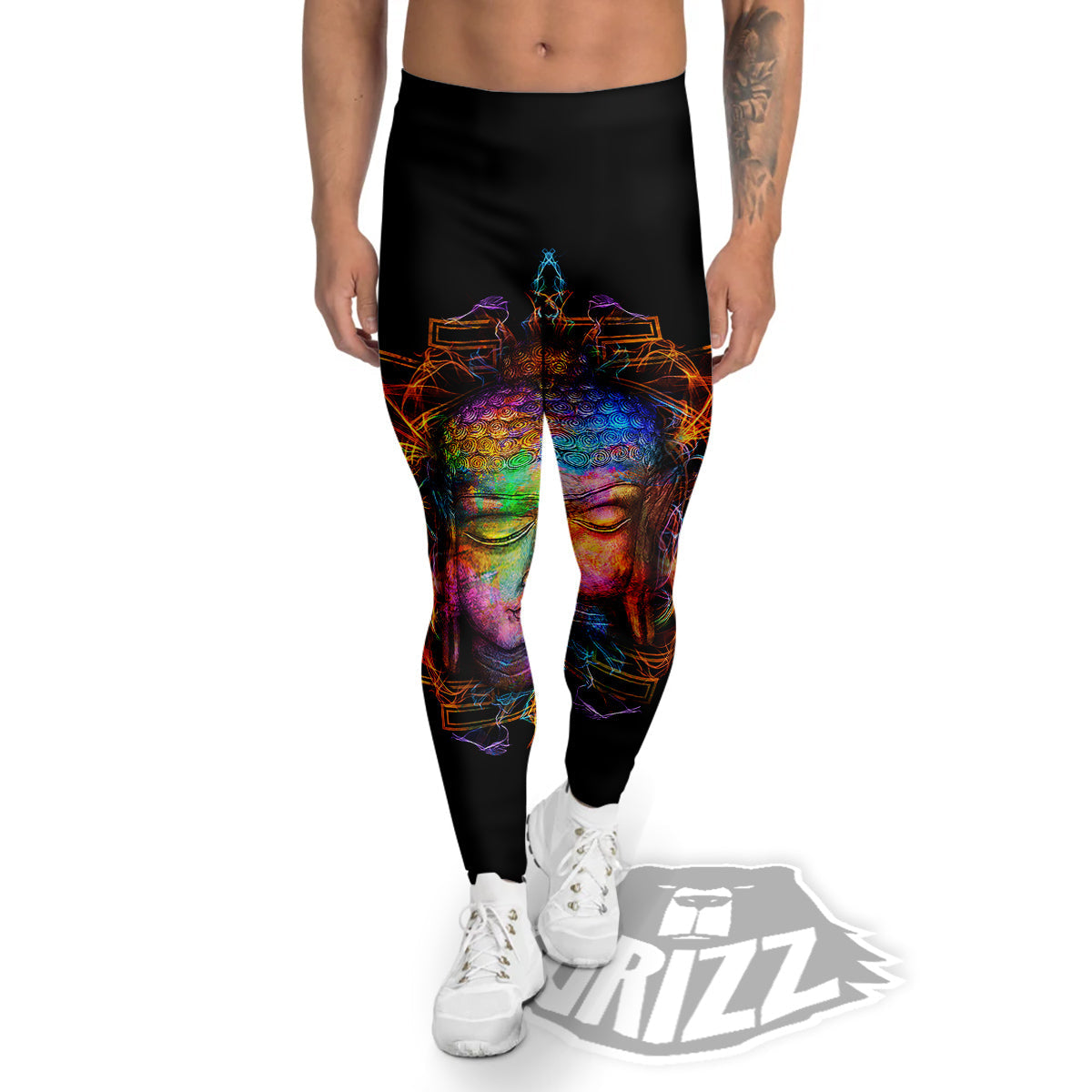 Buddha Colorful Print Men's Leggings-grizzshop