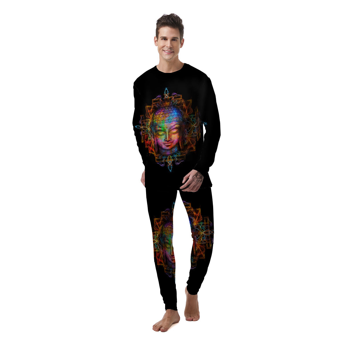 Buddha Colorful Print Men's Pajamas-grizzshop