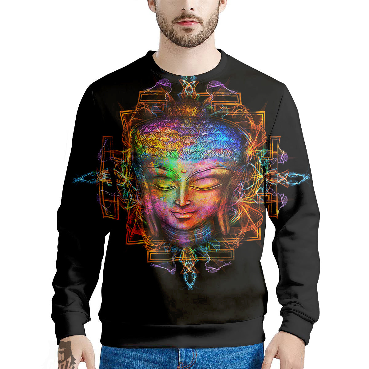 Buddha Colorful Print Men's Sweatshirt-grizzshop