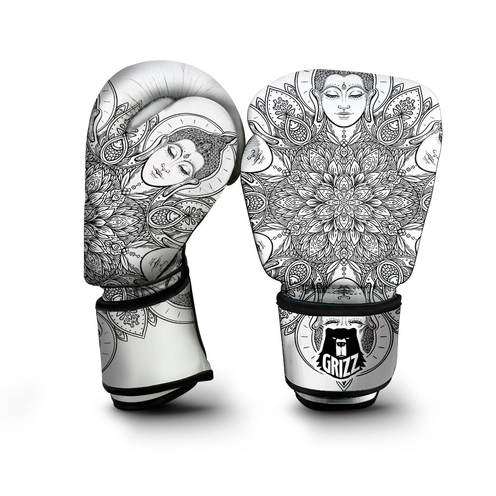 Buddha Face Ornate Mandala Print Boxing Gloves-grizzshop