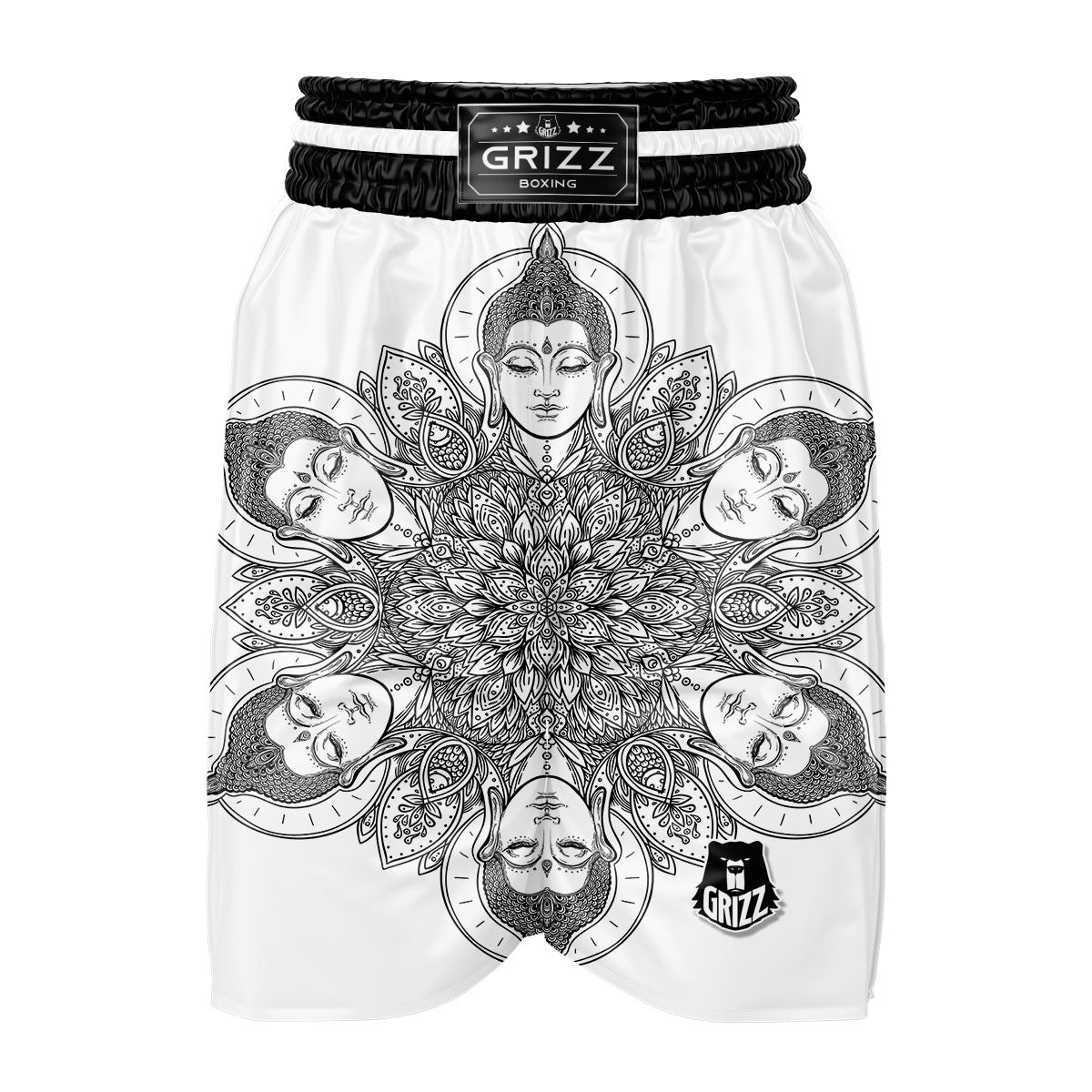 Buddha Face Ornate Mandala Print Boxing Shorts-grizzshop