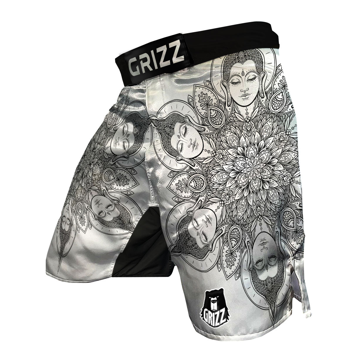 Buddha Face Ornate Mandala Print MMA Shorts-grizzshop