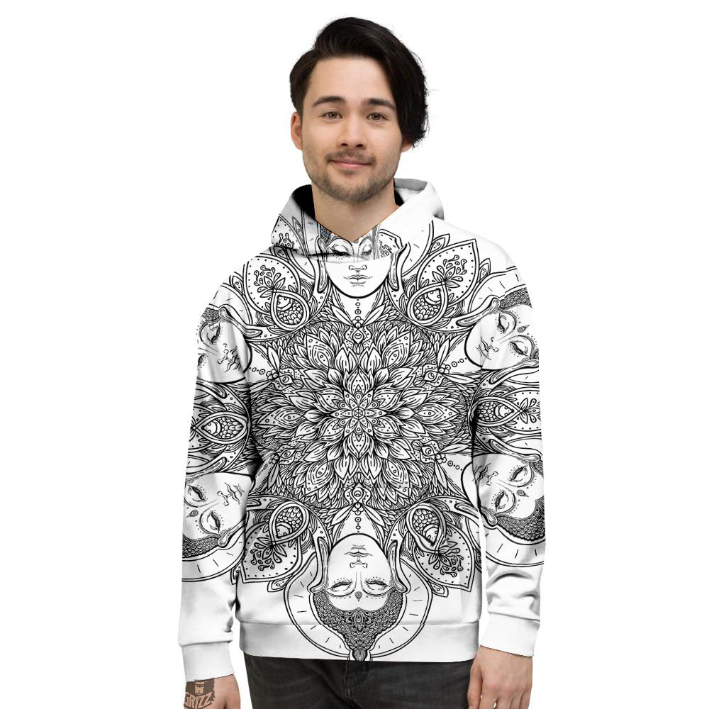 Buddha Face Ornate Mandala Print Men's Hoodie-grizzshop