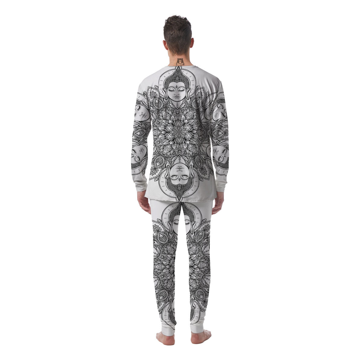 Buddha Face Ornate Mandala Print Men's Pajamas-grizzshop