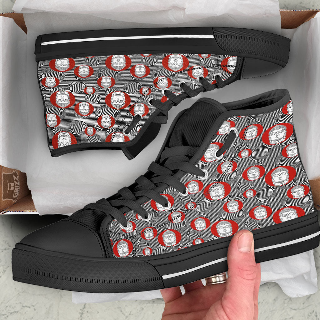 Buddha Print Pattern Black High Top Shoes-grizzshop