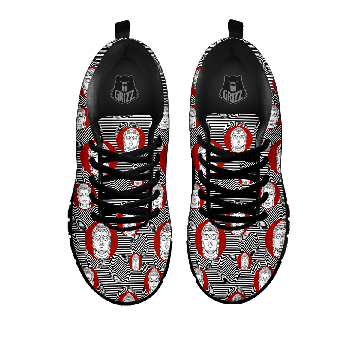 Buddha Print Pattern Black Sneaker-grizzshop