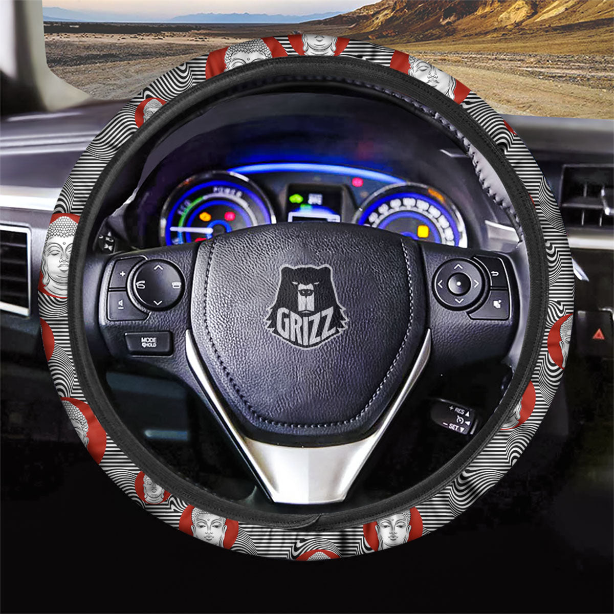Buddha Print Pattern Car Steering Wheel Cover-grizzshop