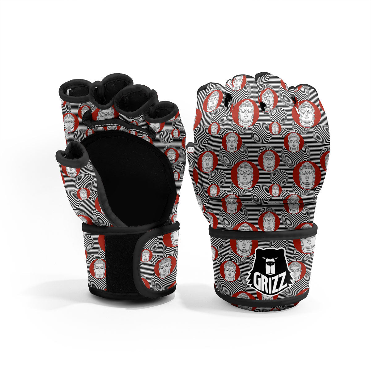 Buddha Print Pattern MMA Gloves-grizzshop