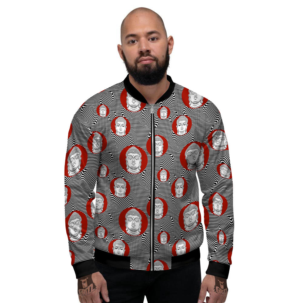 Buddha Print Pattern Men's Bomber Jacket-grizzshop