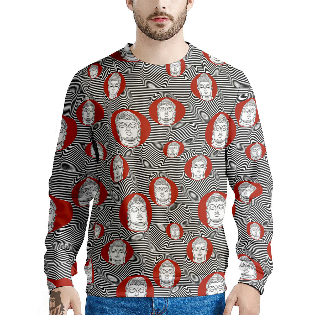 Buddha Print Pattern Men's Sweatshirt-grizzshop