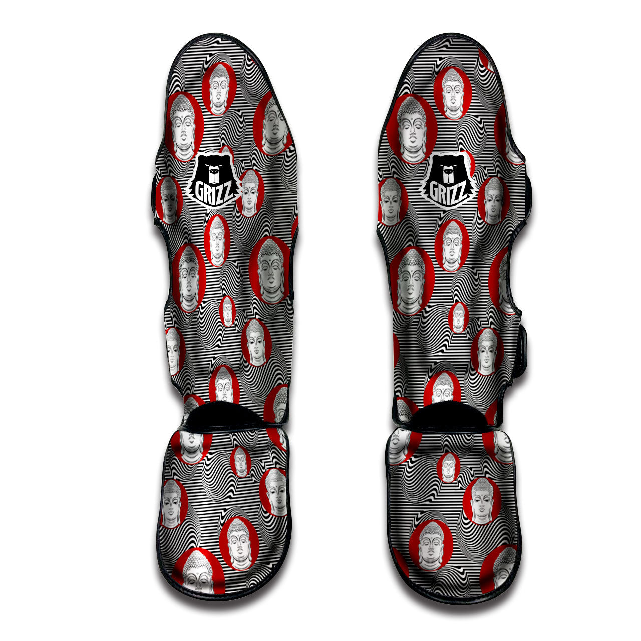 Buddha Print Pattern Muay Thai Shin Guards-grizzshop