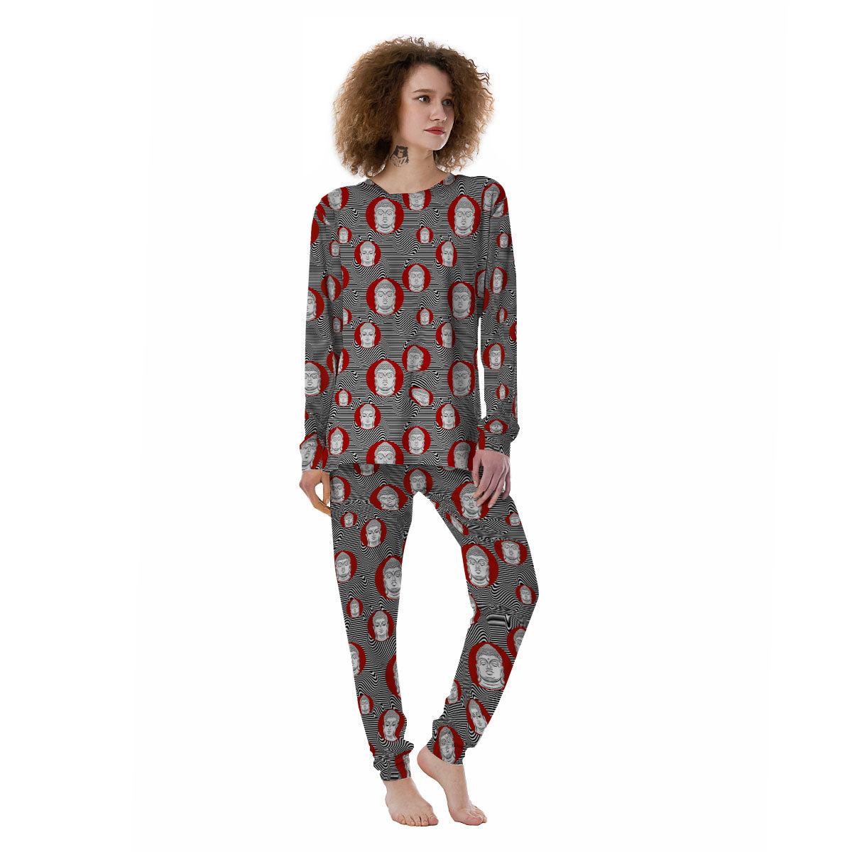 Buddha Print Pattern Women's Pajamas-grizzshop