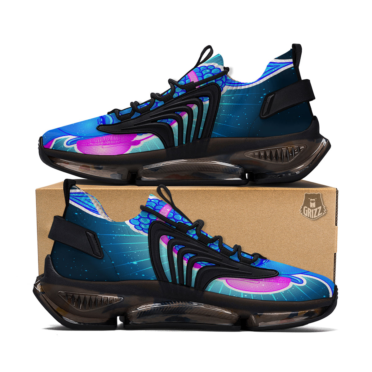 Buddha Psychedelic Print Black Gym Shoes-grizzshop