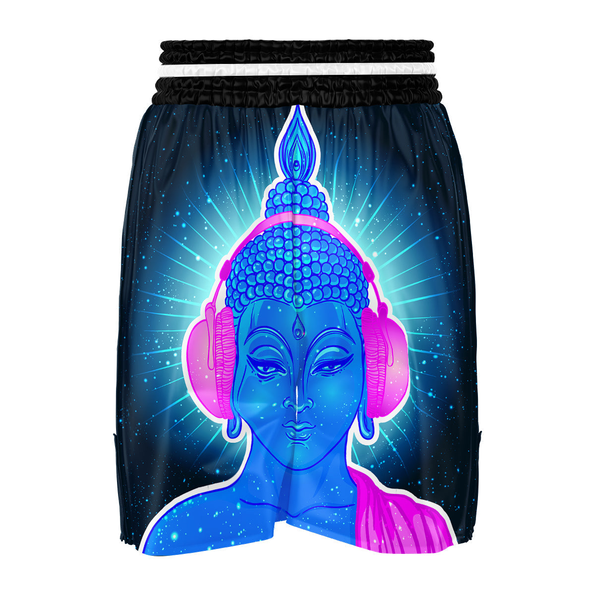 Buddha Psychedelic Print Boxing Shorts-grizzshop