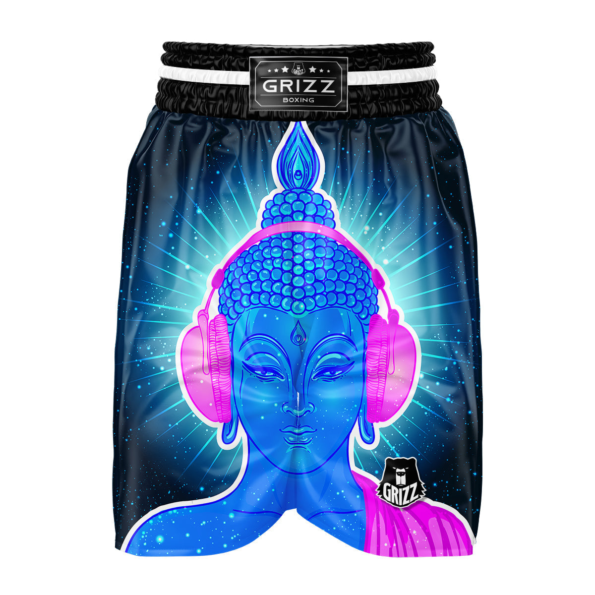 Buddha Psychedelic Print Boxing Shorts-grizzshop