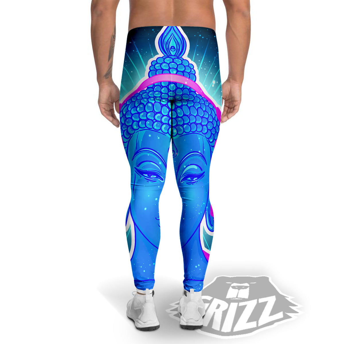 Buddha Psychedelic Print Men's Leggings-grizzshop