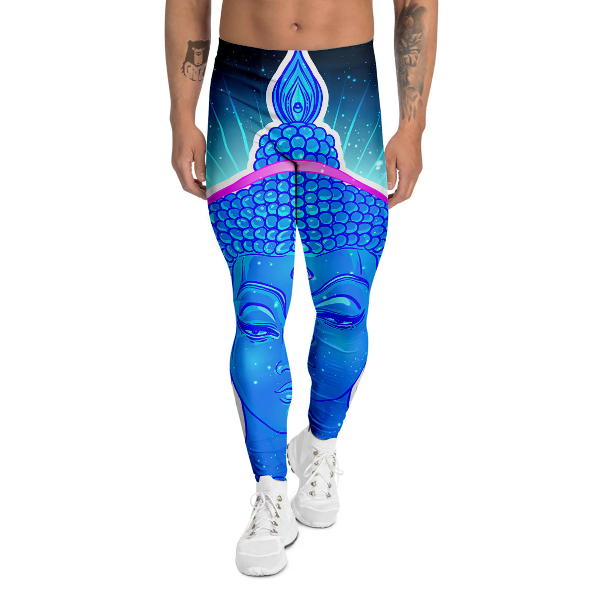 Buddha Psychedelic Print Men's Leggings-grizzshop