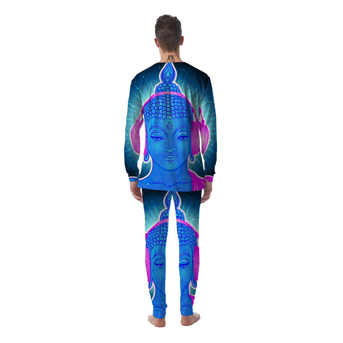 Buddha Psychedelic Print Men's Pajamas-grizzshop