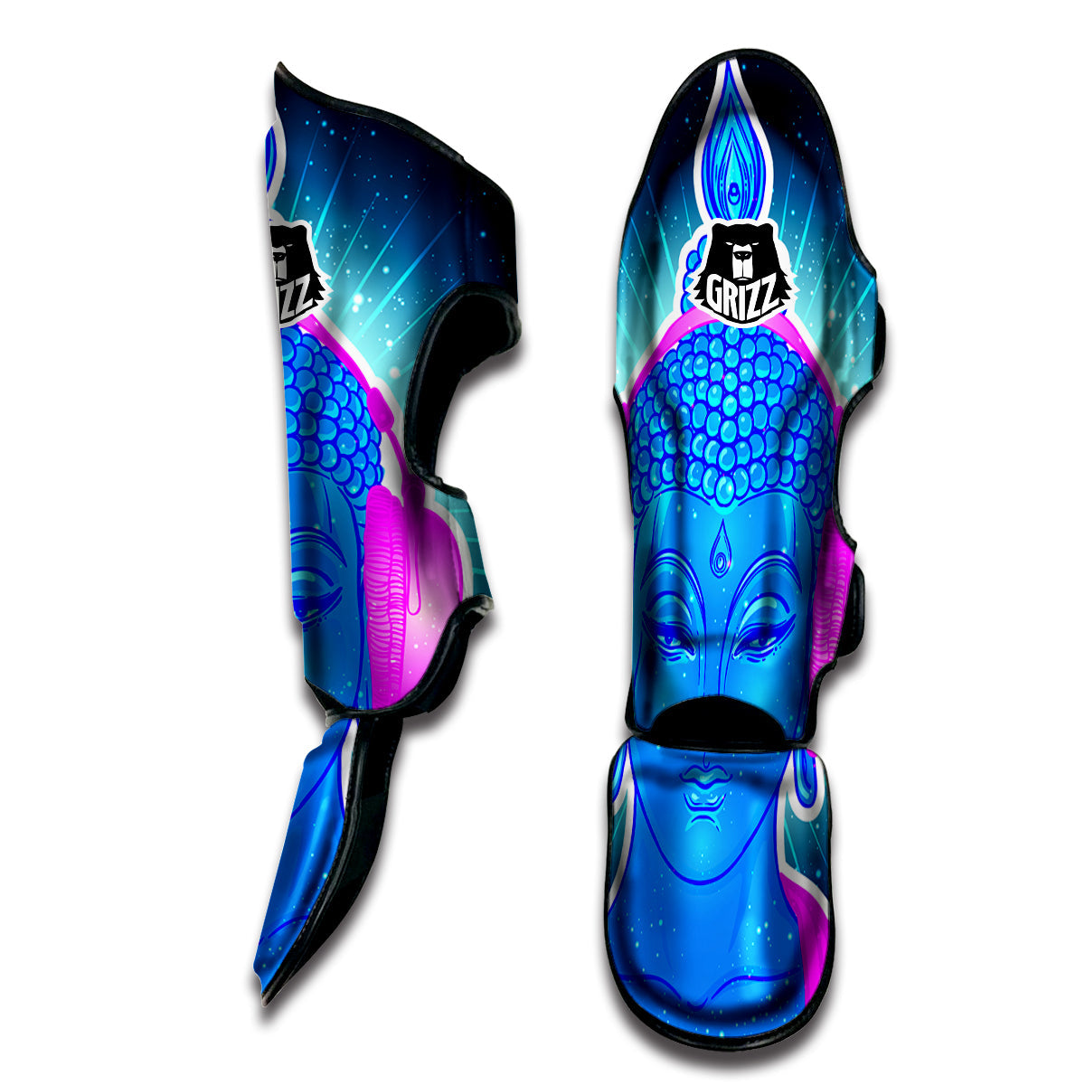 Buddha Psychedelic Print Muay Thai Shin Guards-grizzshop