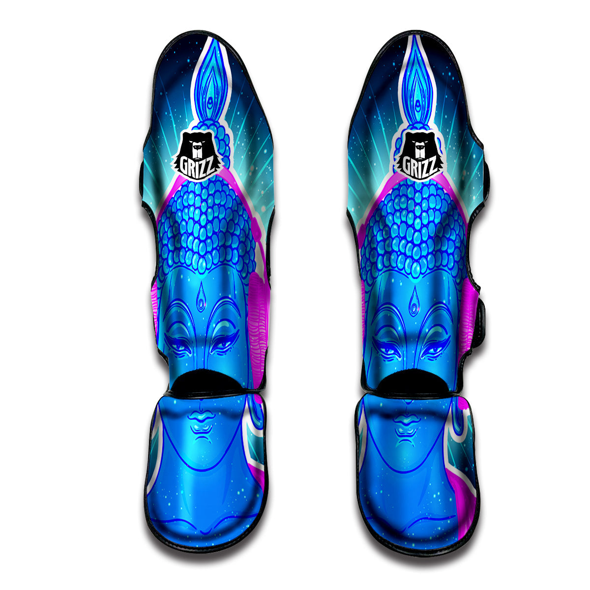 Buddha Psychedelic Print Muay Thai Shin Guards-grizzshop