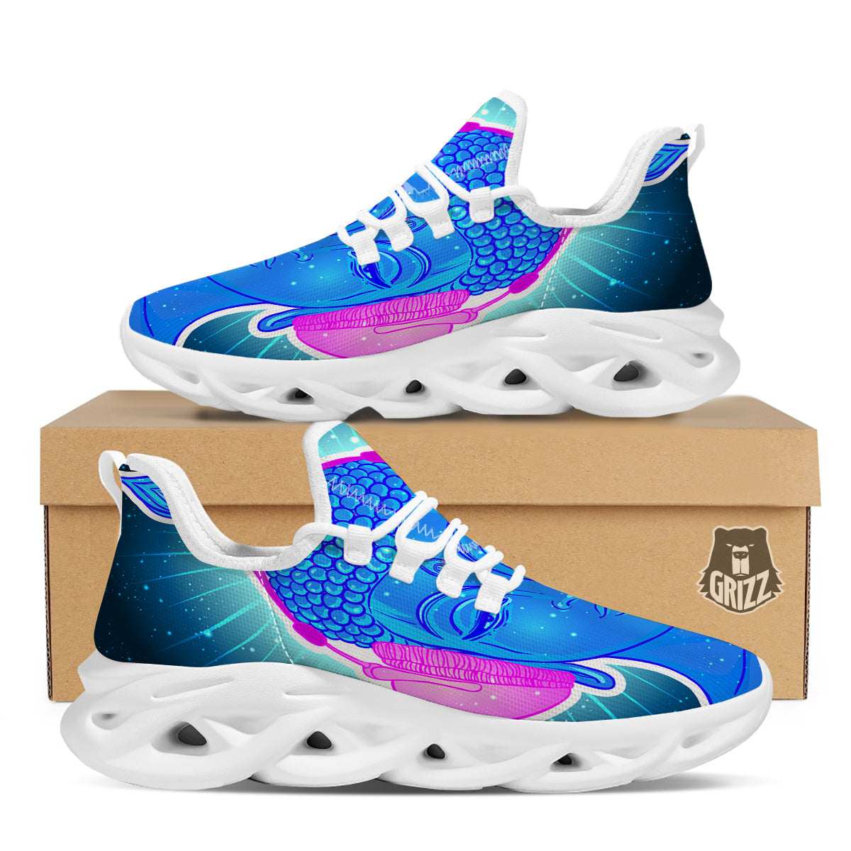 Buddha Psychedelic Print White Running Shoes-grizzshop