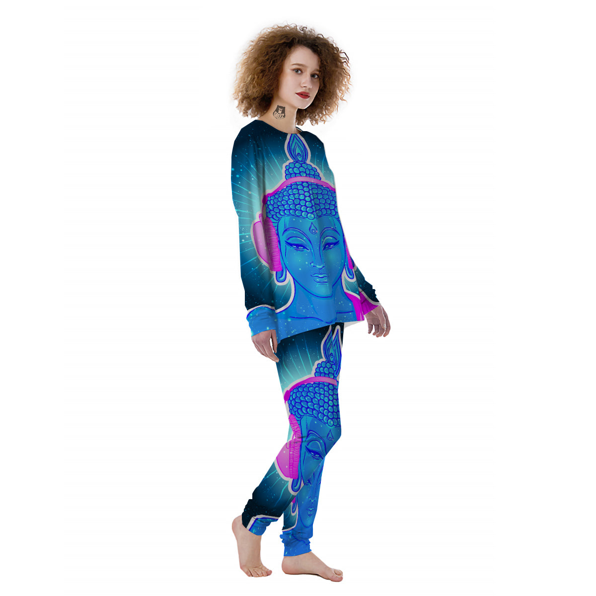 Buddha Psychedelic Print Women's Pajamas-grizzshop