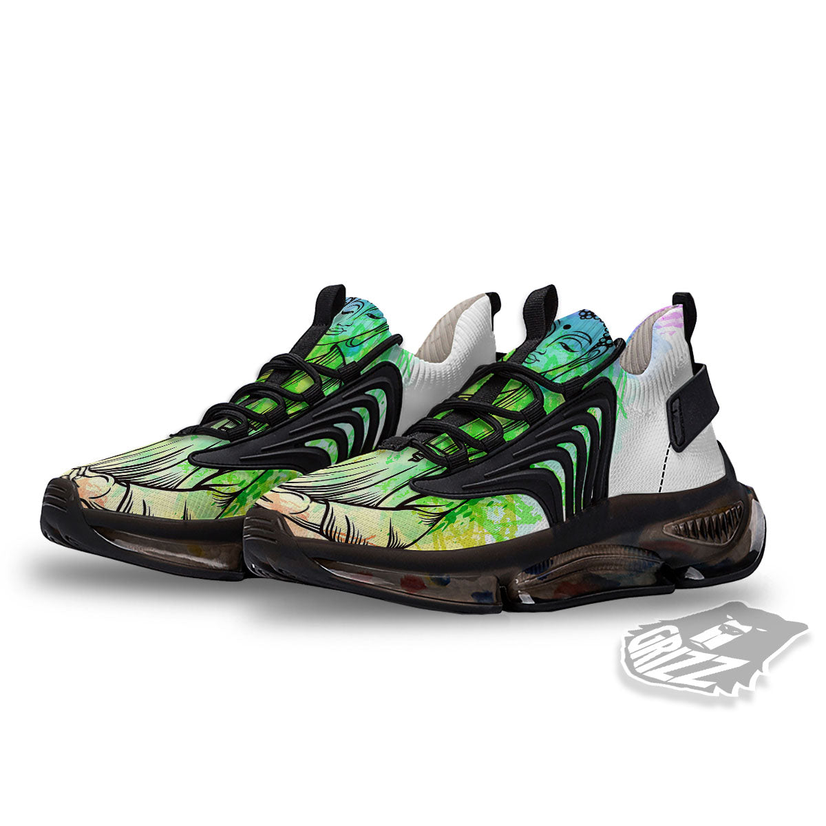 Buddha Reggae Print Black Gym Shoes-grizzshop